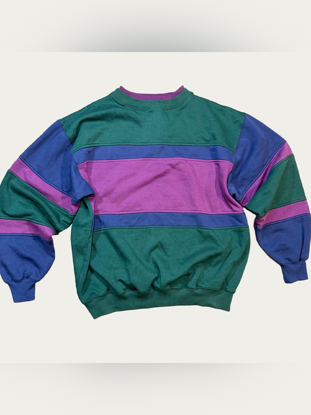 Vintage 90s Halifax Colorblock Crewneck Sweatshirt Large Teal Purple